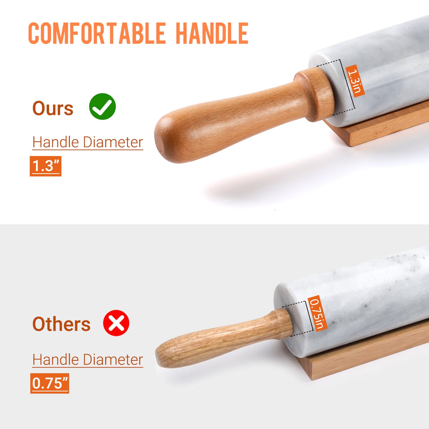 Solid Marble Rolling Pin Set