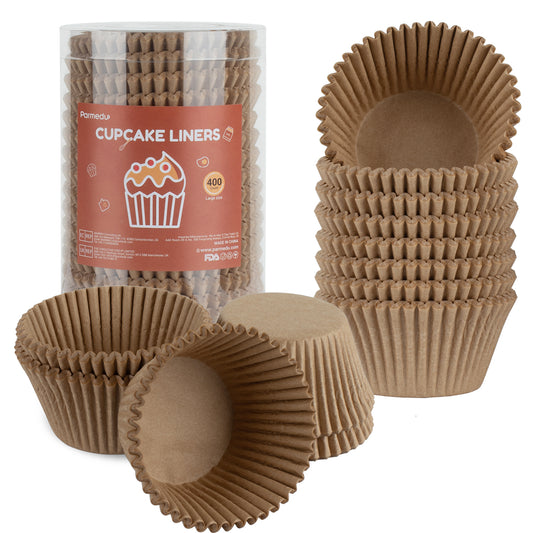 400pcs Paper Cupcake Liners: Jumbo Size  Natural
