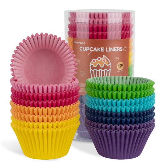 400pcs Paper Cupcake Liners: Jumbo Size 8 Rainbow