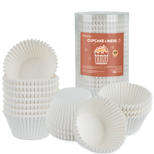 400pcs Paper Cupcake Liners: Jumbo Size White