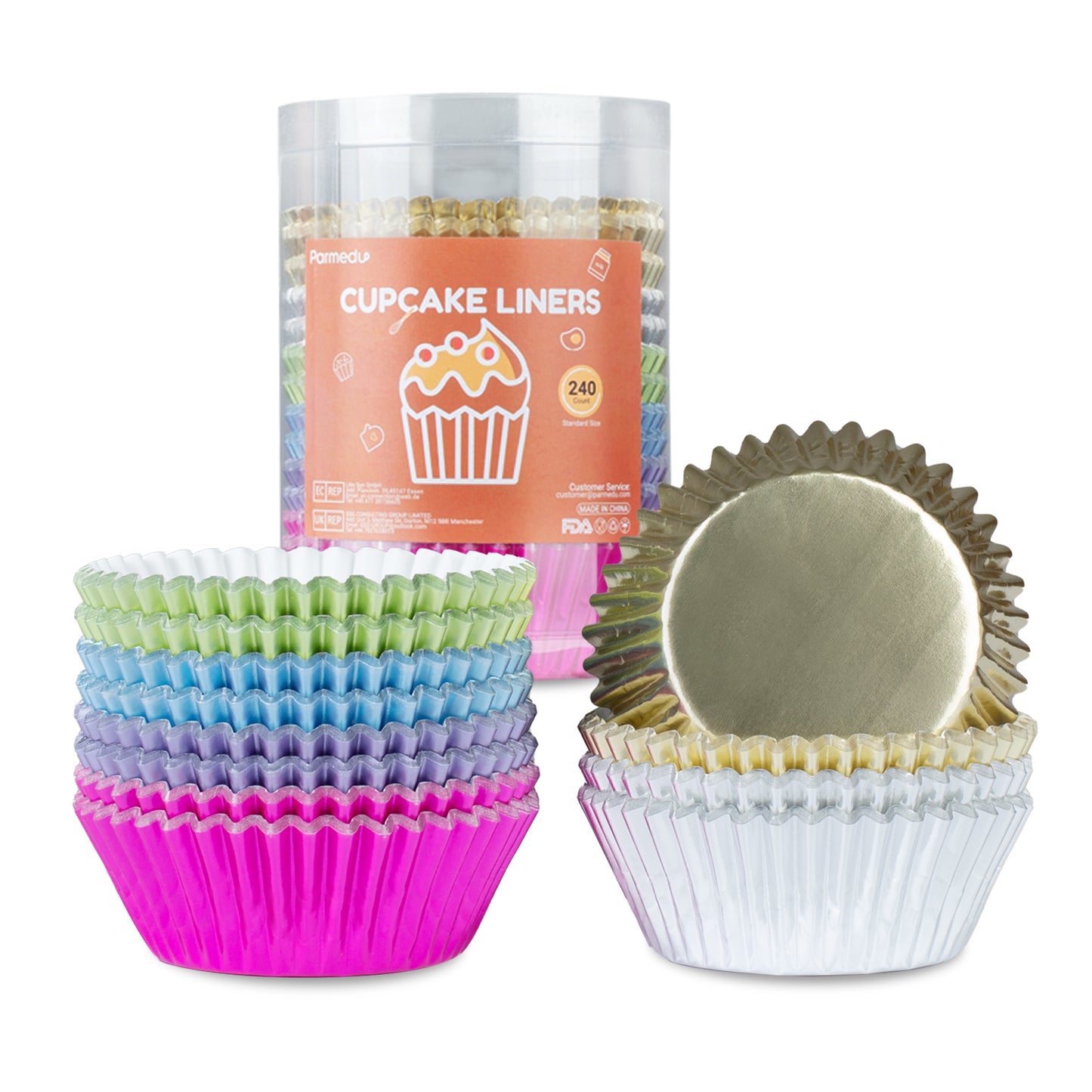 240pcs Metallic Foil Cupcake Liners - Standard Size