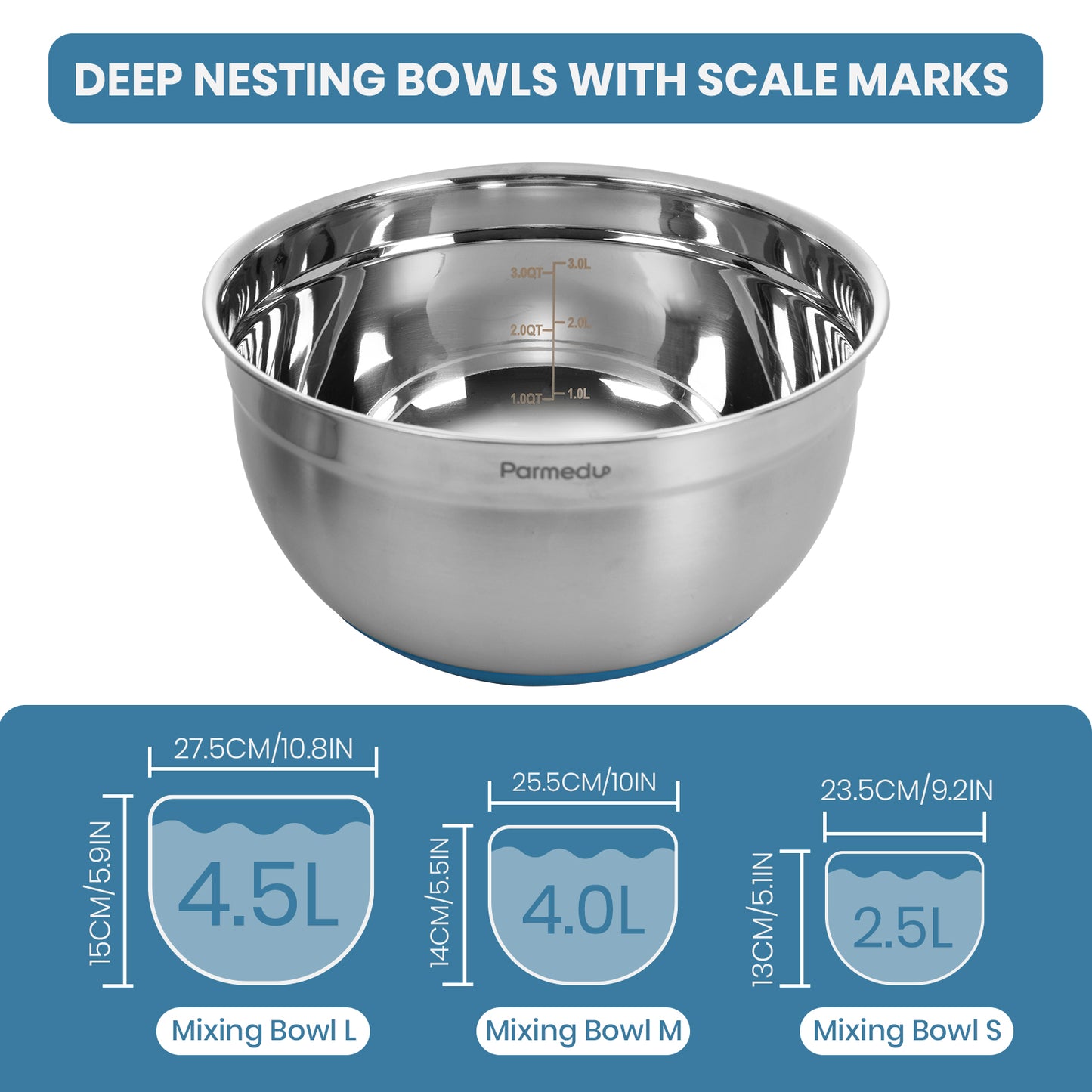 Parmedu 5-in-1 Multifunctional Mixing Bowl Set