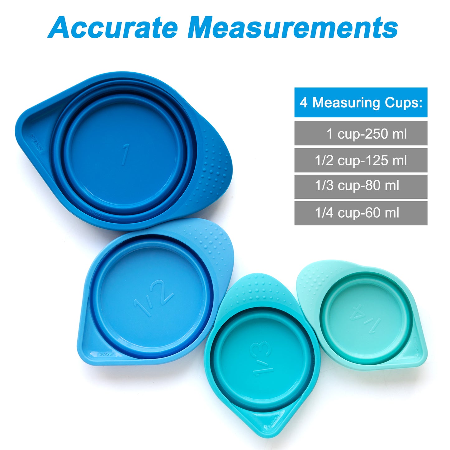 4 pcs Collapsible Silicone Measuring Cups