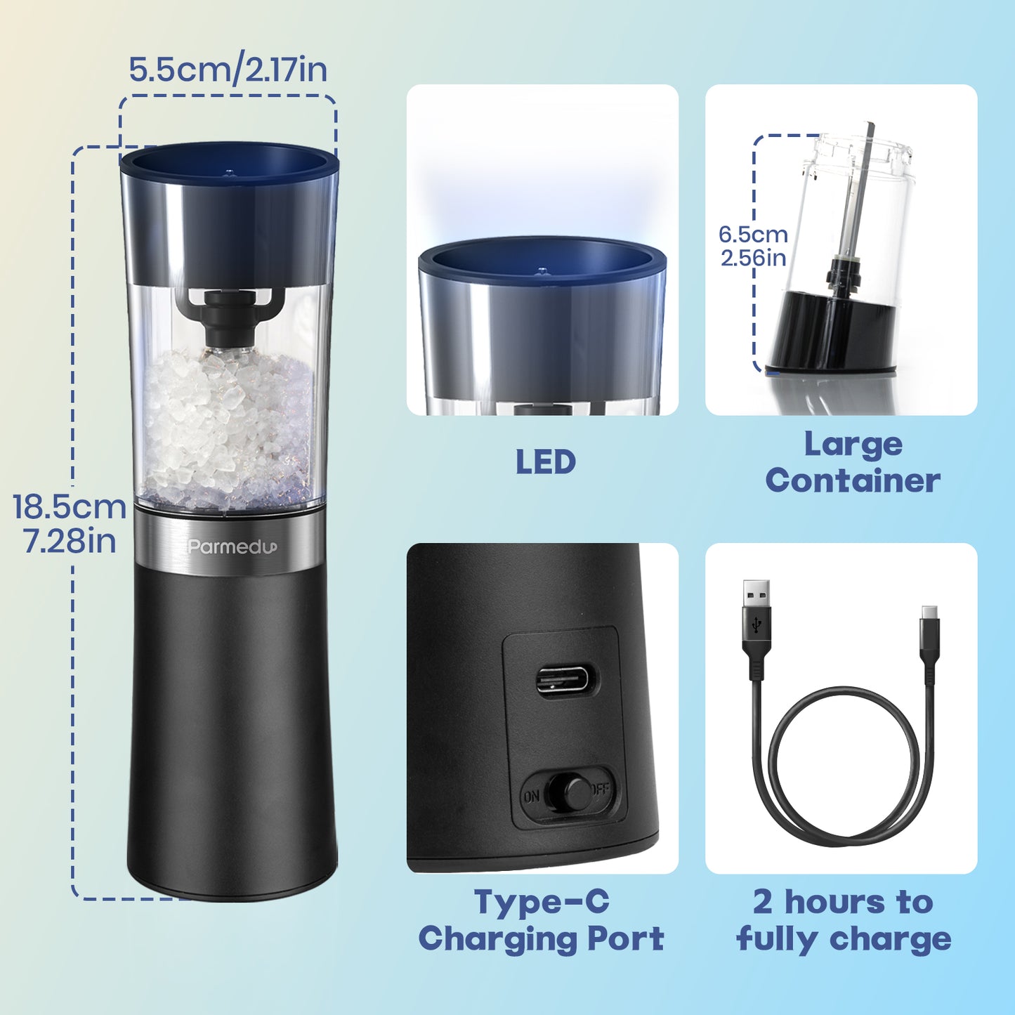 Gravity Electric Salt and Pepper Grinder Set