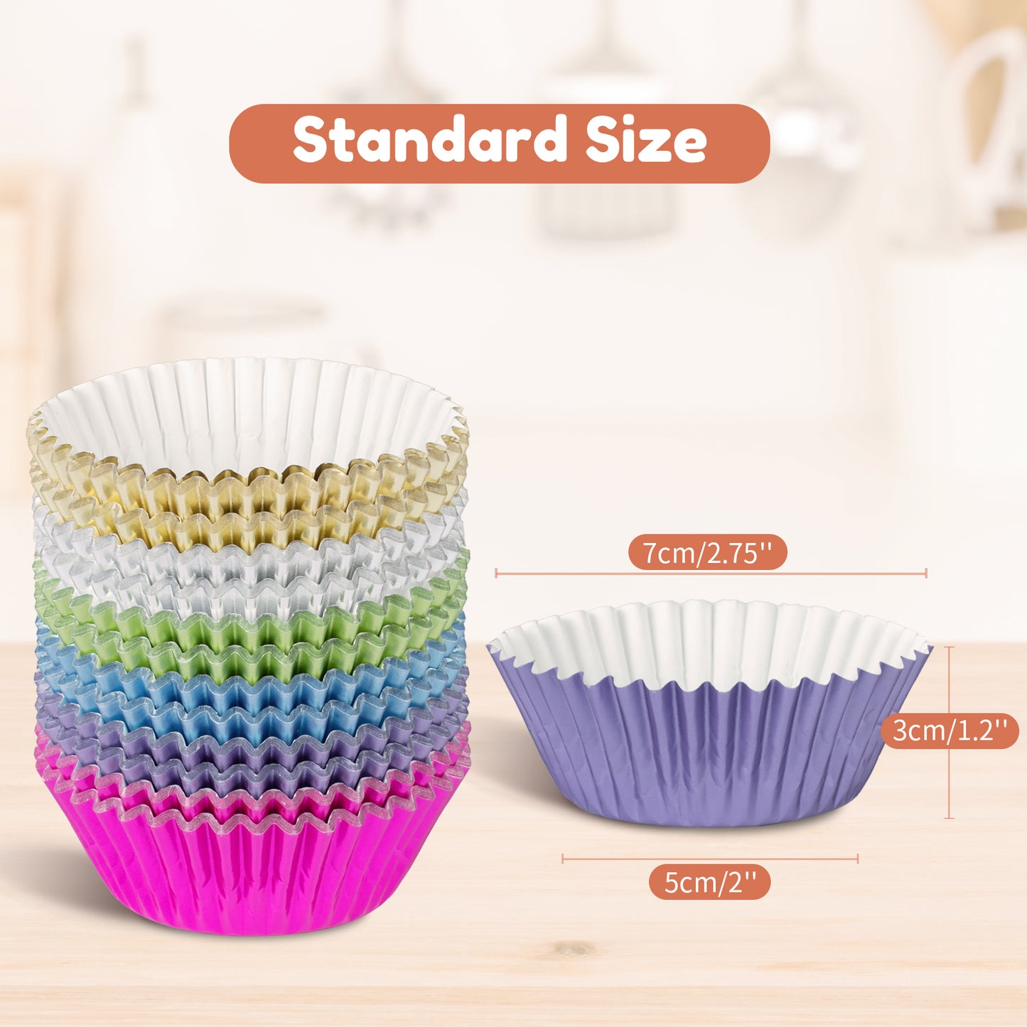 240pcs Metallic Foil Cupcake Liners - Standard Size