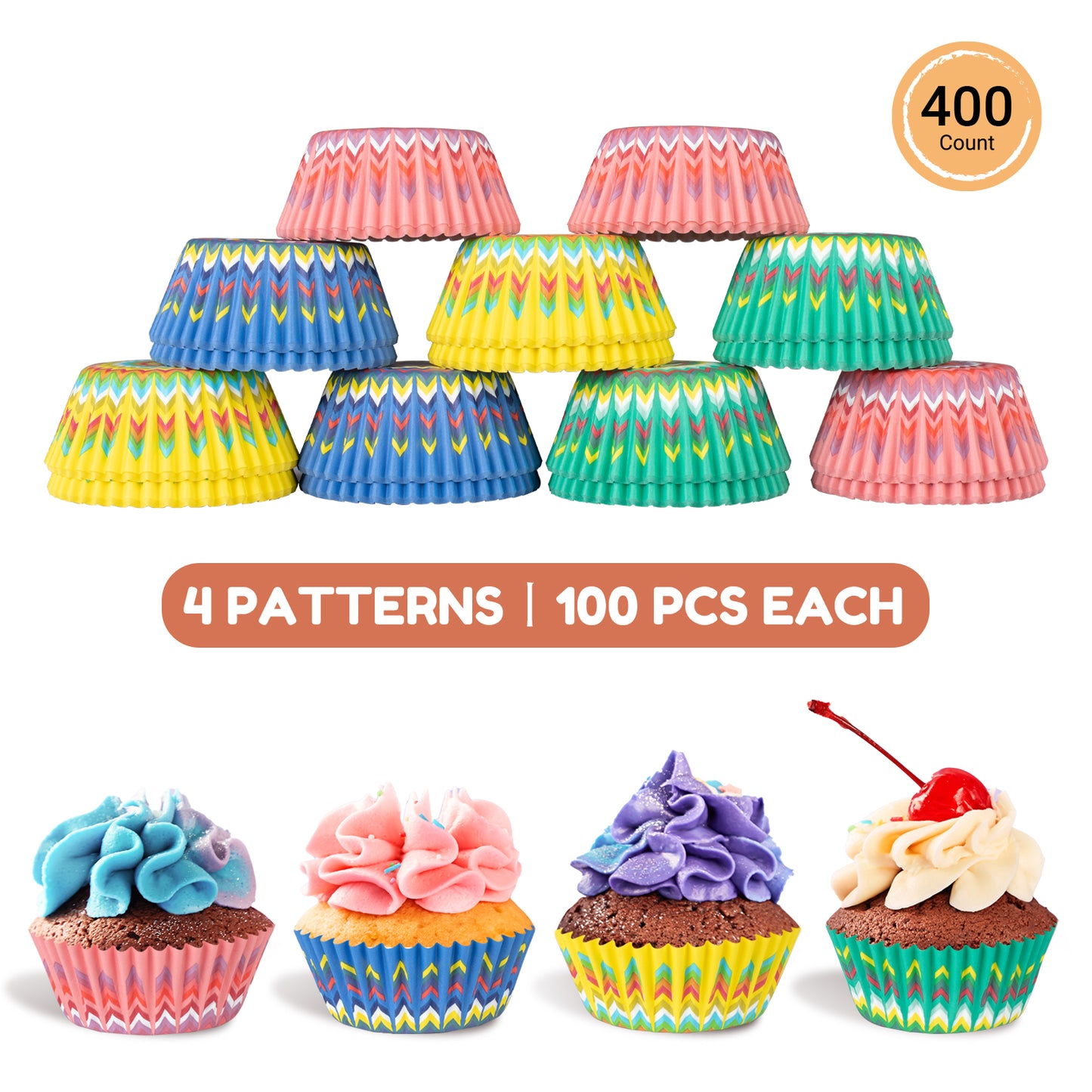 400pcs Paper Cupcake Liners - Standard Size 2 Inches