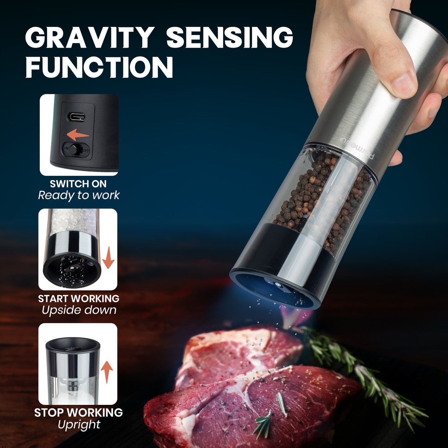 Gravity Electric Salt and Pepper Grinder Set