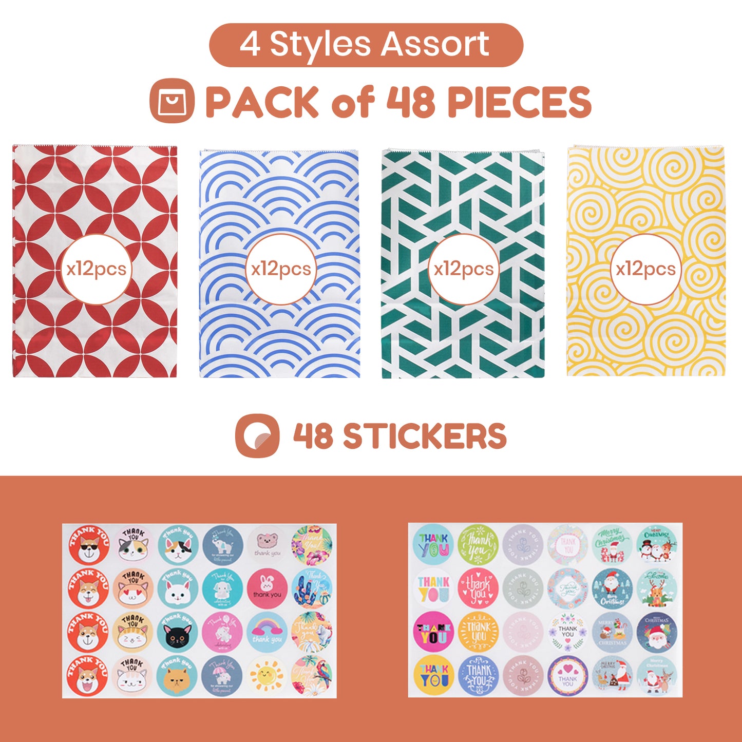 Assorted Color Paper Gift Bags