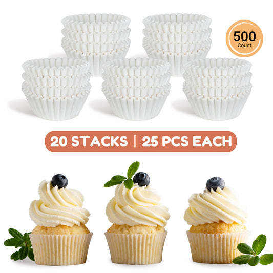 500pcs Paper Cupcake Liners Mini Size White