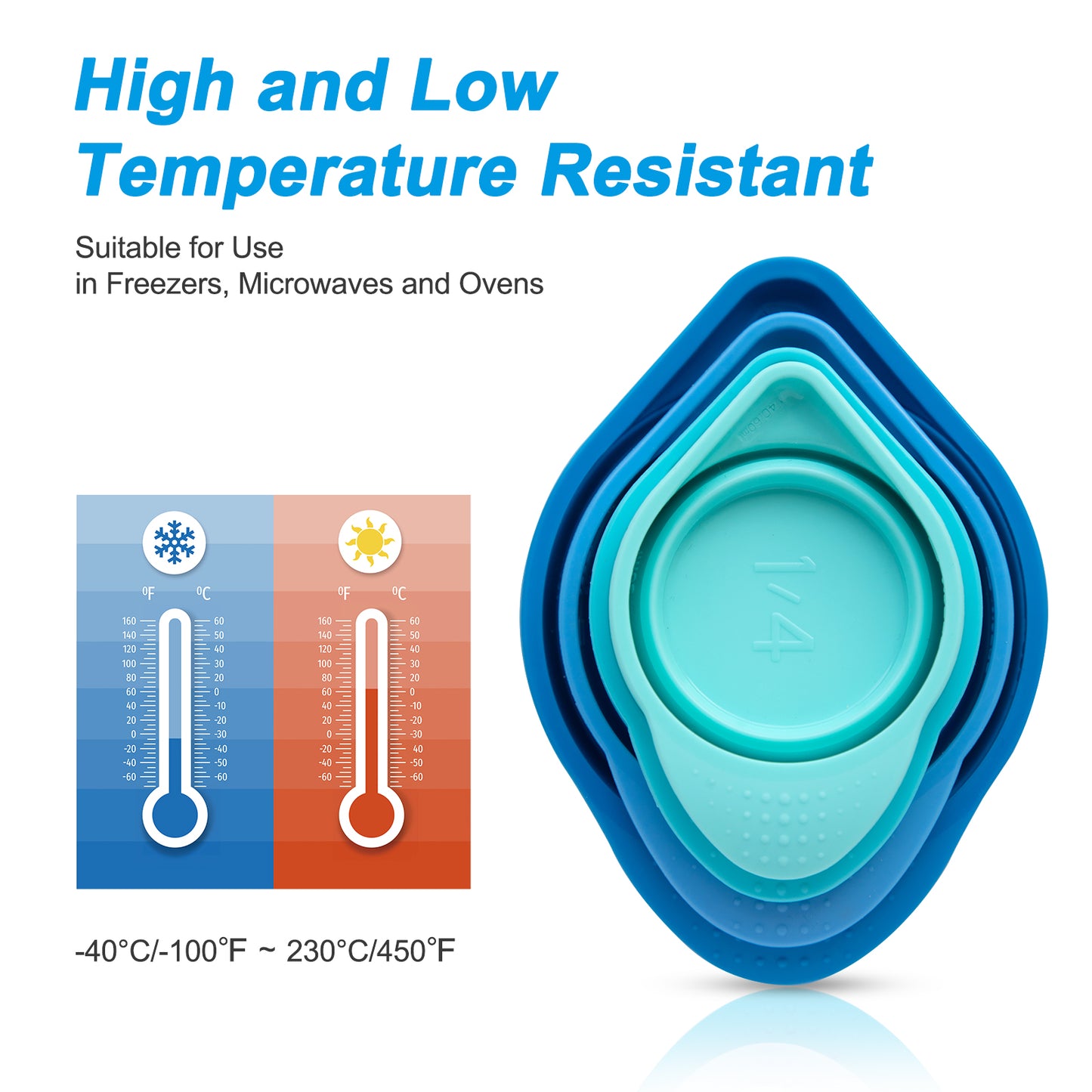 4 pcs Collapsible Silicone Measuring Cups