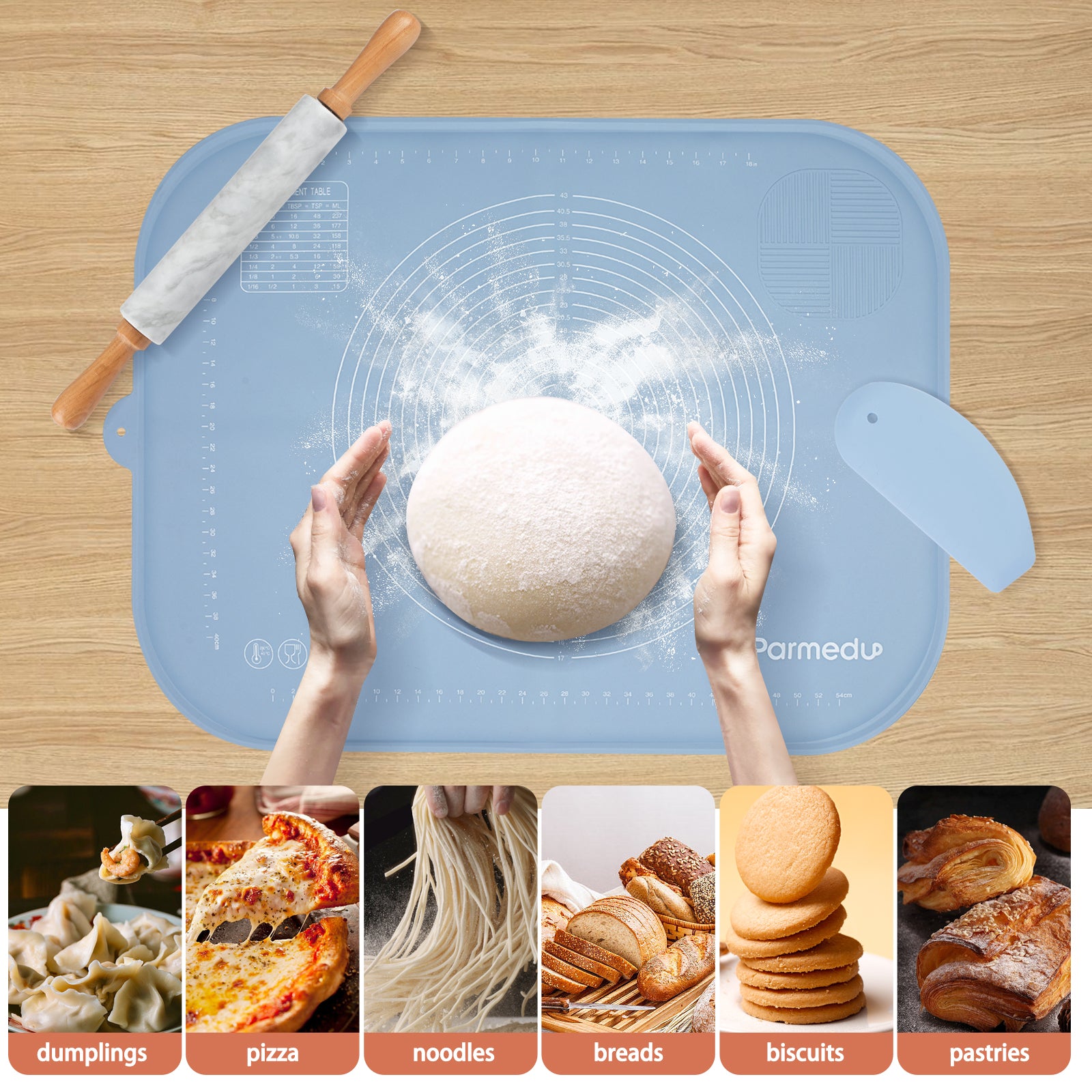 Silicone Pastry Mat. Extra Large Size. Non Slip & Stick