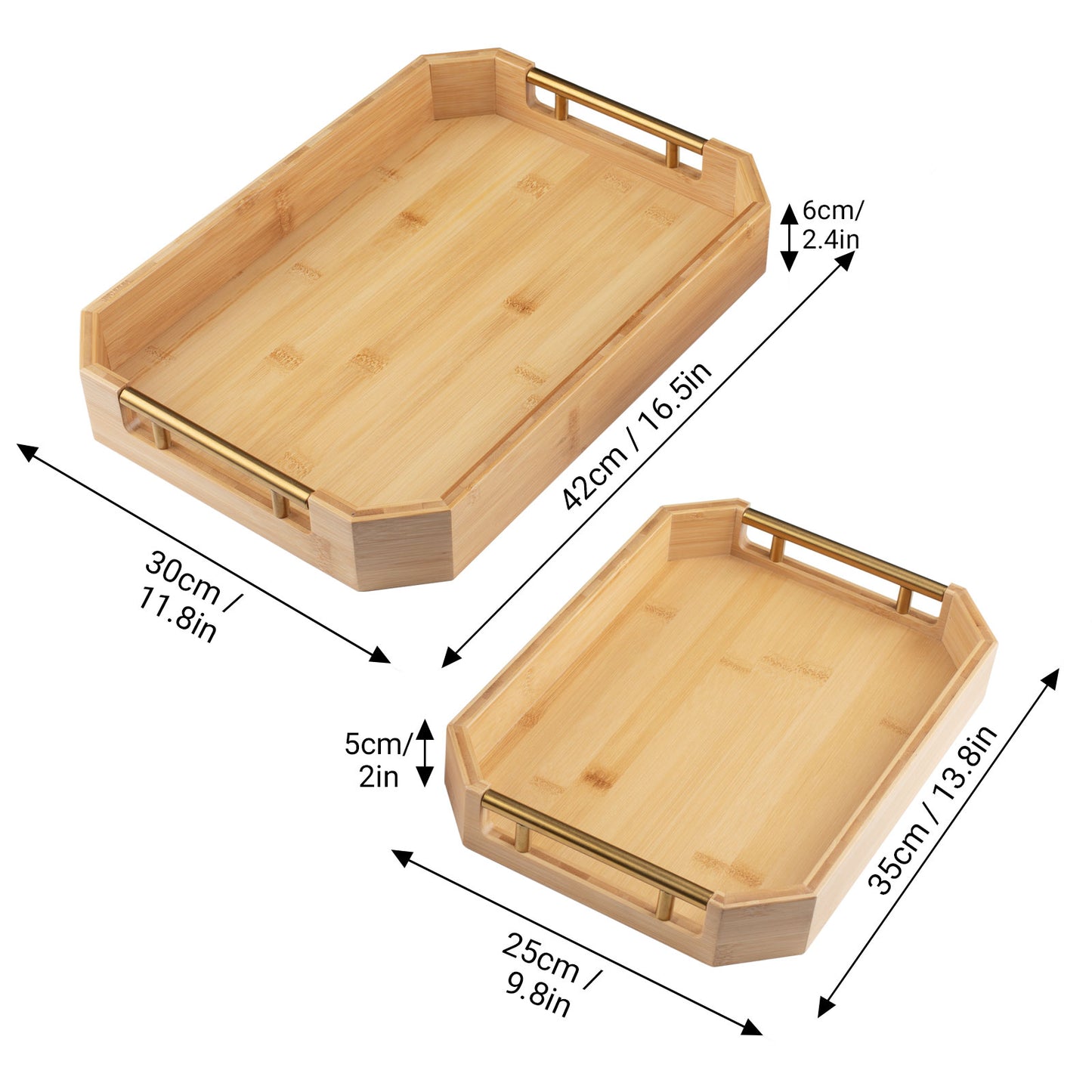 Bamboo Serving Tray Set of 2