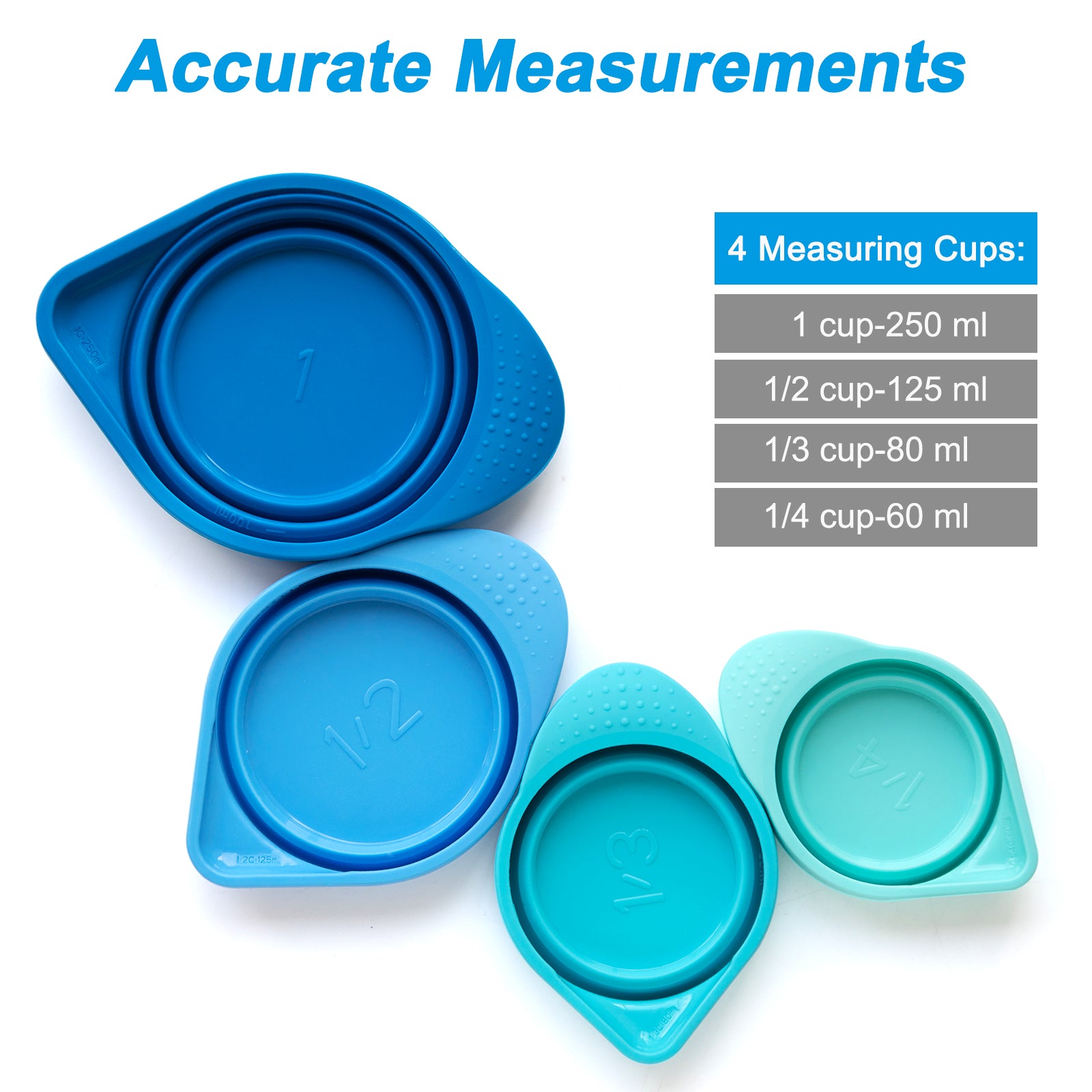 1, 2, & 4 cup Silicone Measuring Cups