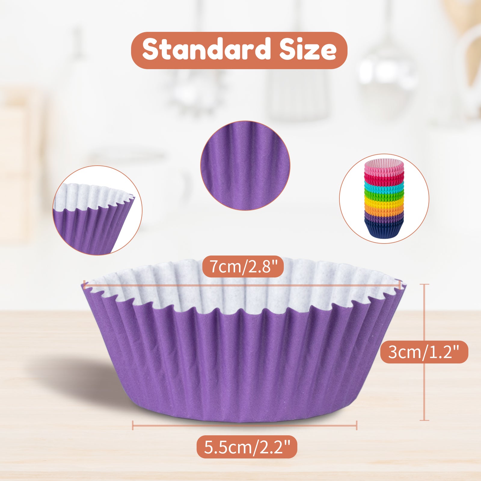 400pcs Paper Cupcake Liners Standard Size Inches