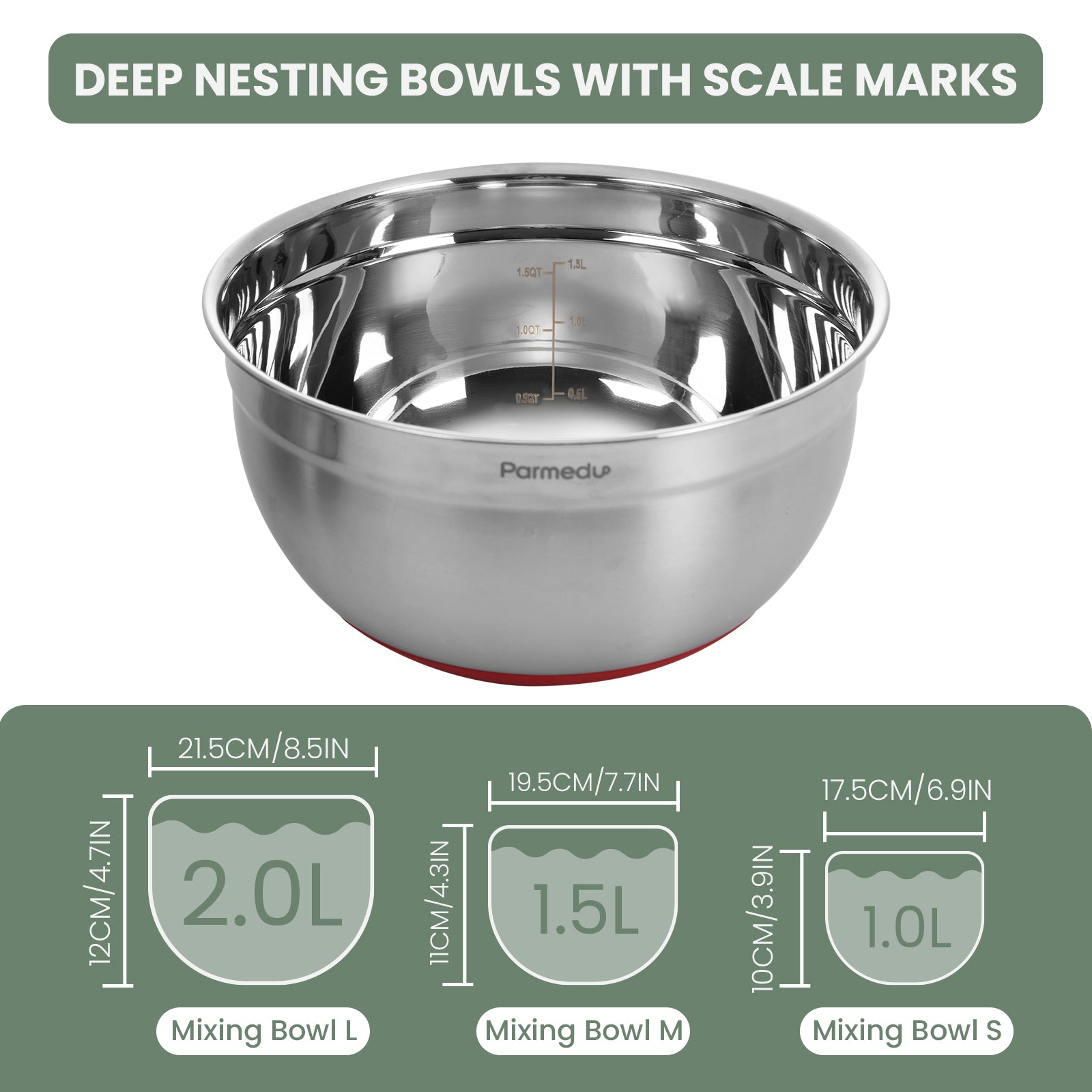 Mixing Bowl With Spout, 304 Stainless Steel Salad Mixing Bowls
