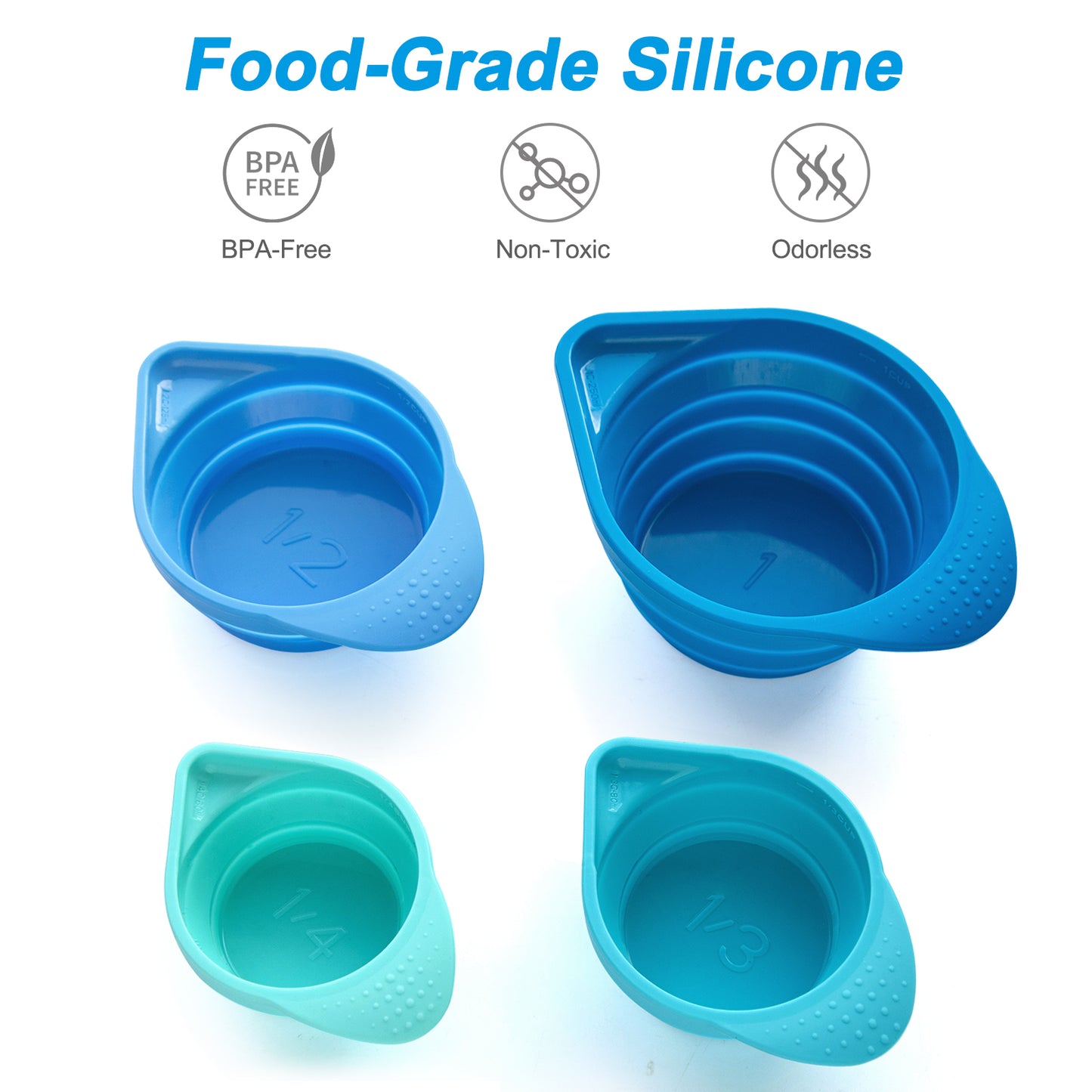 4 pcs Collapsible Silicone Measuring Cups