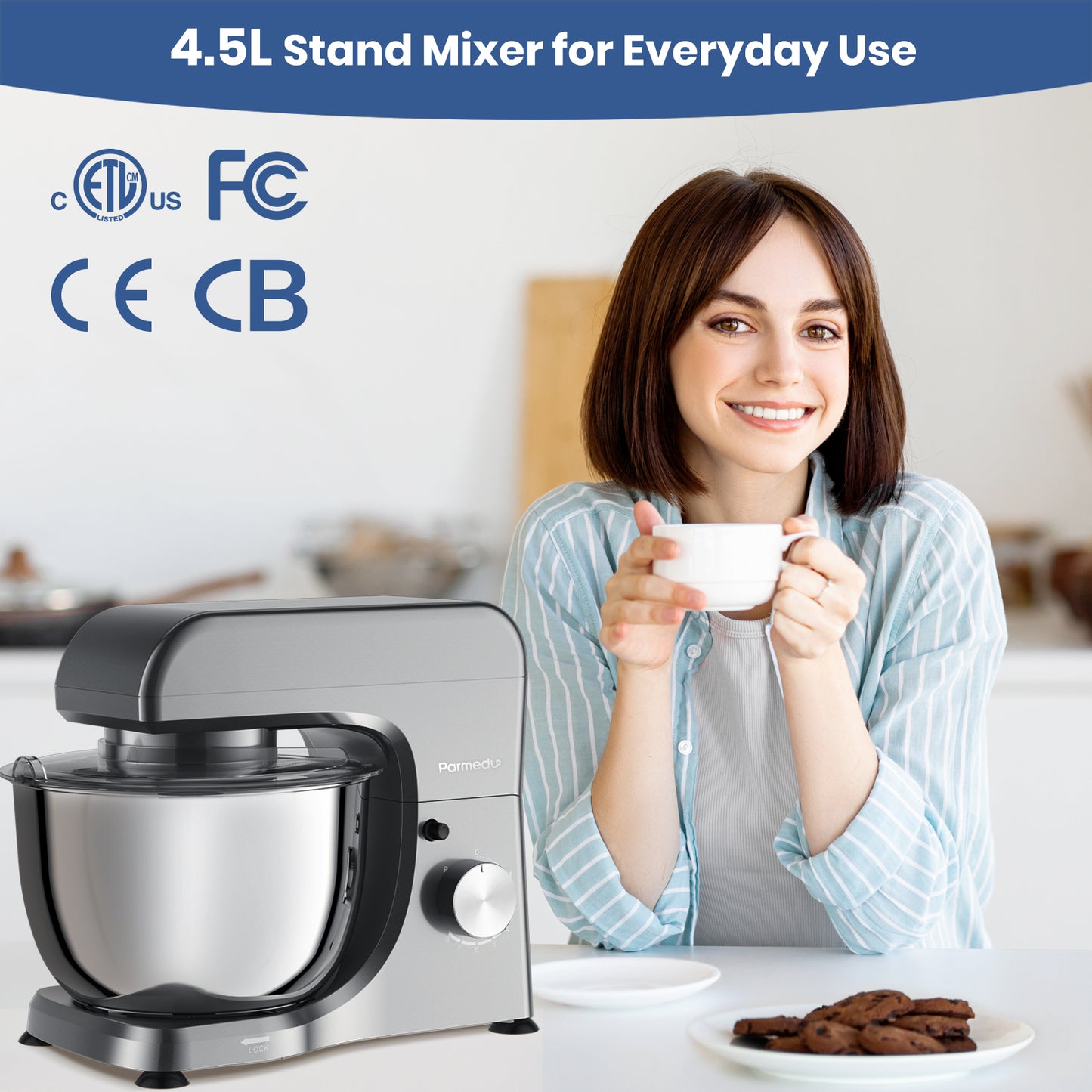 380W 8-Speed Electric Kitchen Stand Mixer