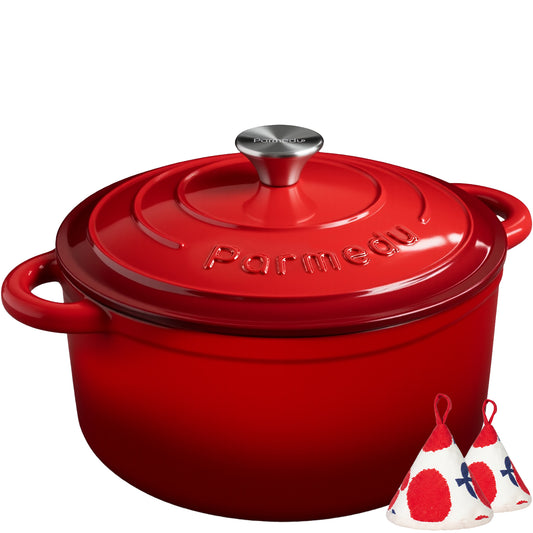 Parmedu 5.5 Quart Enameled Cast Iron Dutch Oven