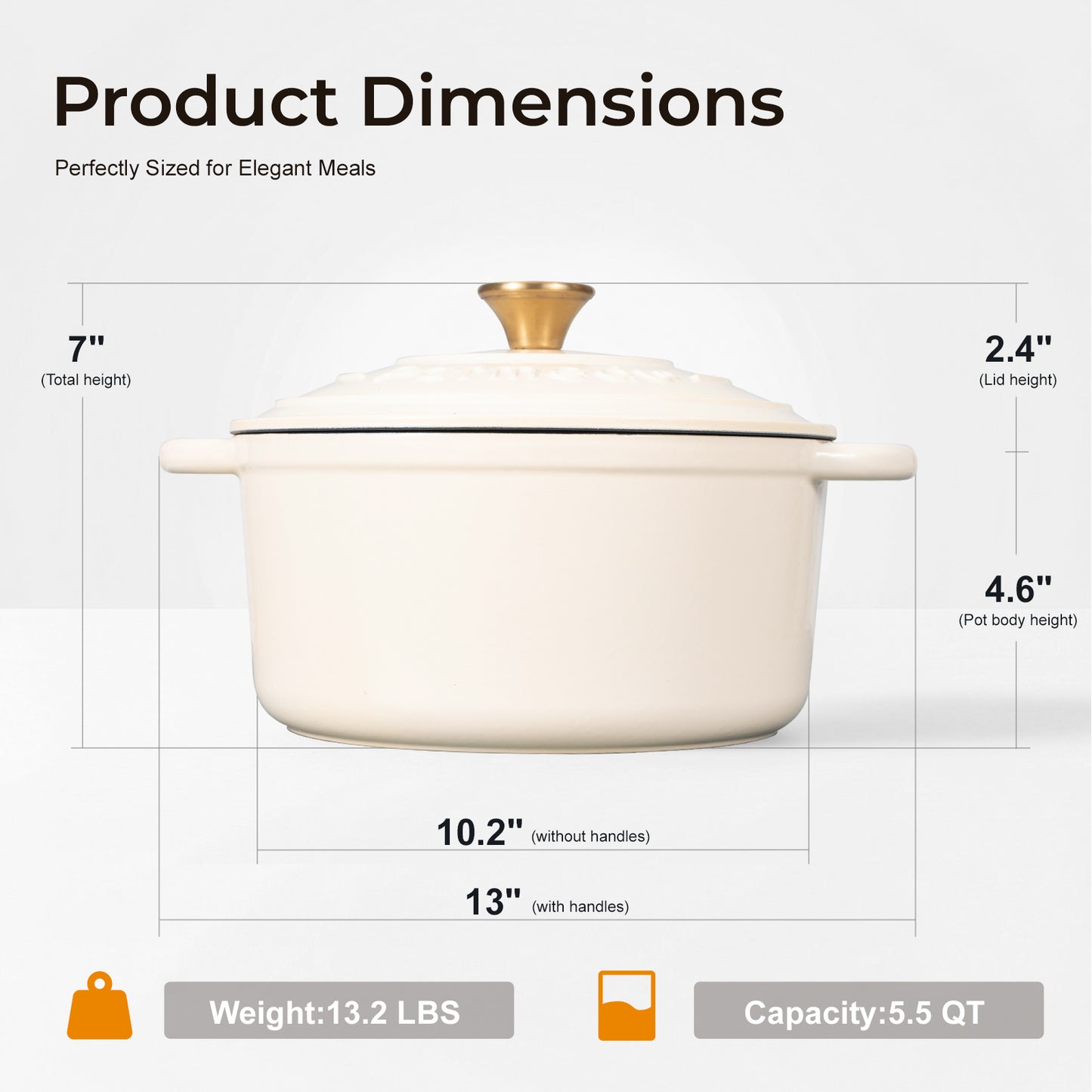 Parmedu 5.5 Quart Enameled Cast Iron Dutch Oven