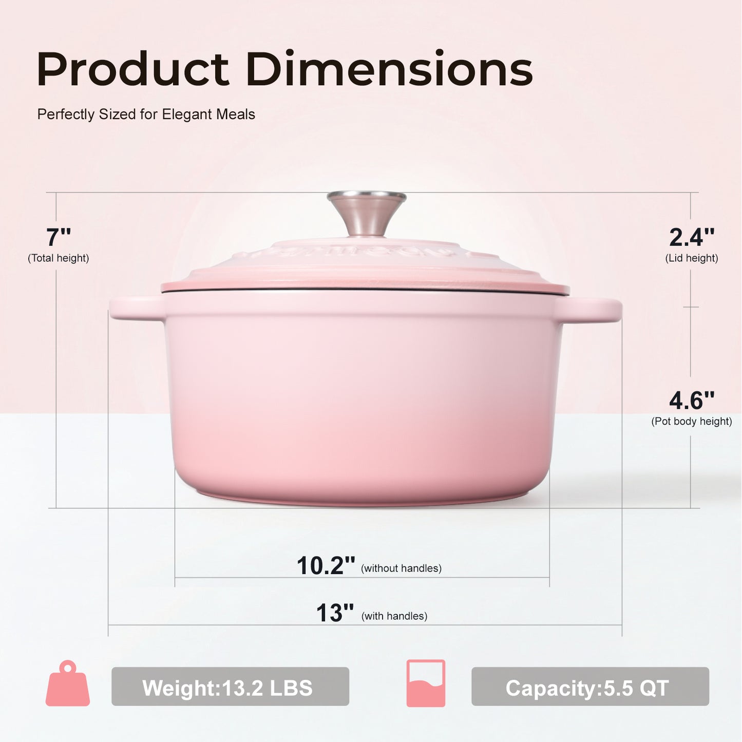 Parmedu 5.5 Quart Enameled Cast Iron Dutch Oven