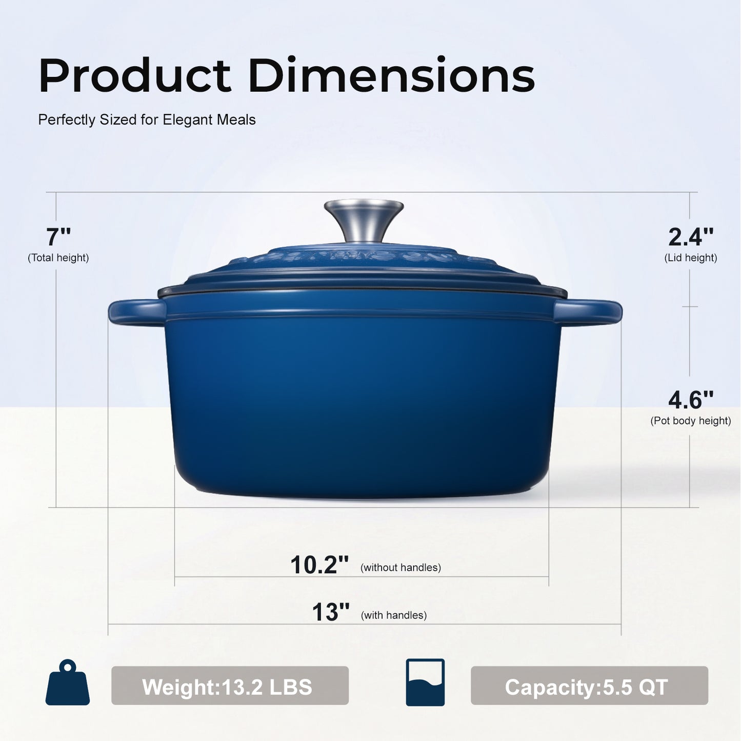 Parmedu 5.5 Quart Enameled Cast Iron Dutch Oven